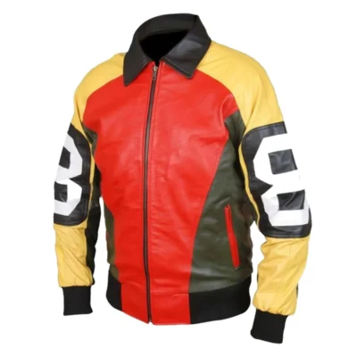 Men’s 8 Ball Bomber Jacket (Multicolor Genuine Leather)