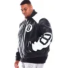 Men’s 8 Ball Genuine Leather Jacket B&T Black/White