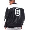 Men’s 8 Ball Genuine Leather Jacket B&T Black/White