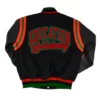 1619 Freedom School Motto 2.0 Black Wool & Leather Varsity Jacket