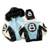 8 Ball Black and Sky Blue Leather Jacket