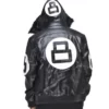 8 Ball David Puddy Black Leather Bomber Jacket