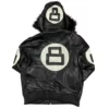 8 Ball David Puddy Black Leather Bomber Jacket