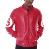 8 Ball Red Hooded Leather Jacket