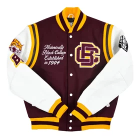 Bethune-Cookman Motto 2.0 Maroon & White Wool & Leather Varsity Jacket