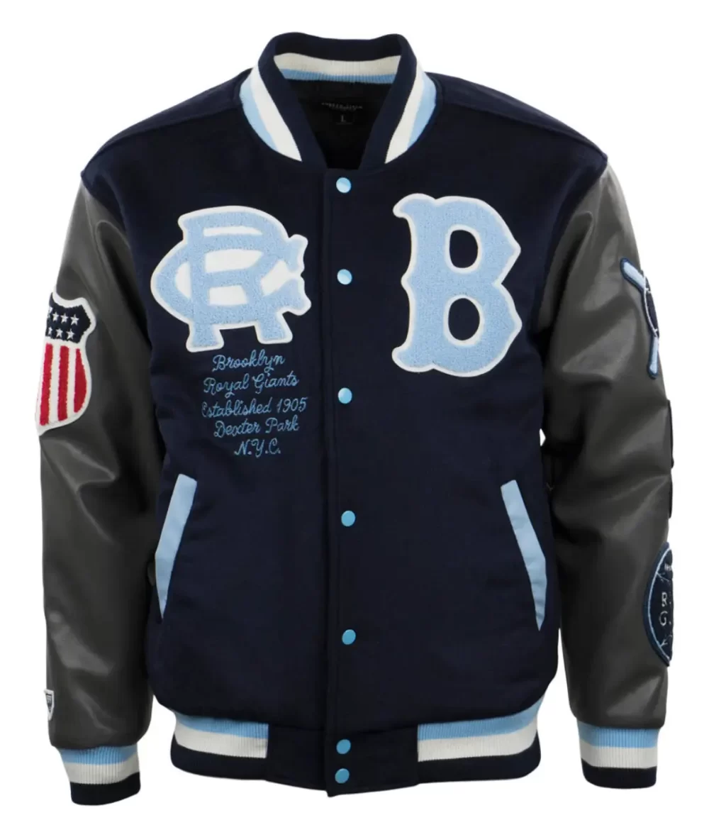 Brooklyn Royal Giants Vintage Navy/Black Wool & Leather Varsity Jacket