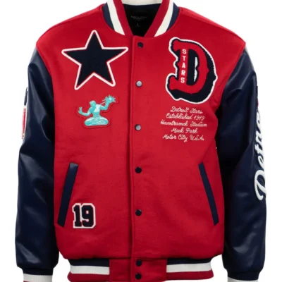 Detroit Stars Vintage Red/Navy Wool & Leather Varsity Jacket