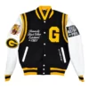 Grambling State University Motto 2.0 Black & White Wool & Leather Varsity Jacket