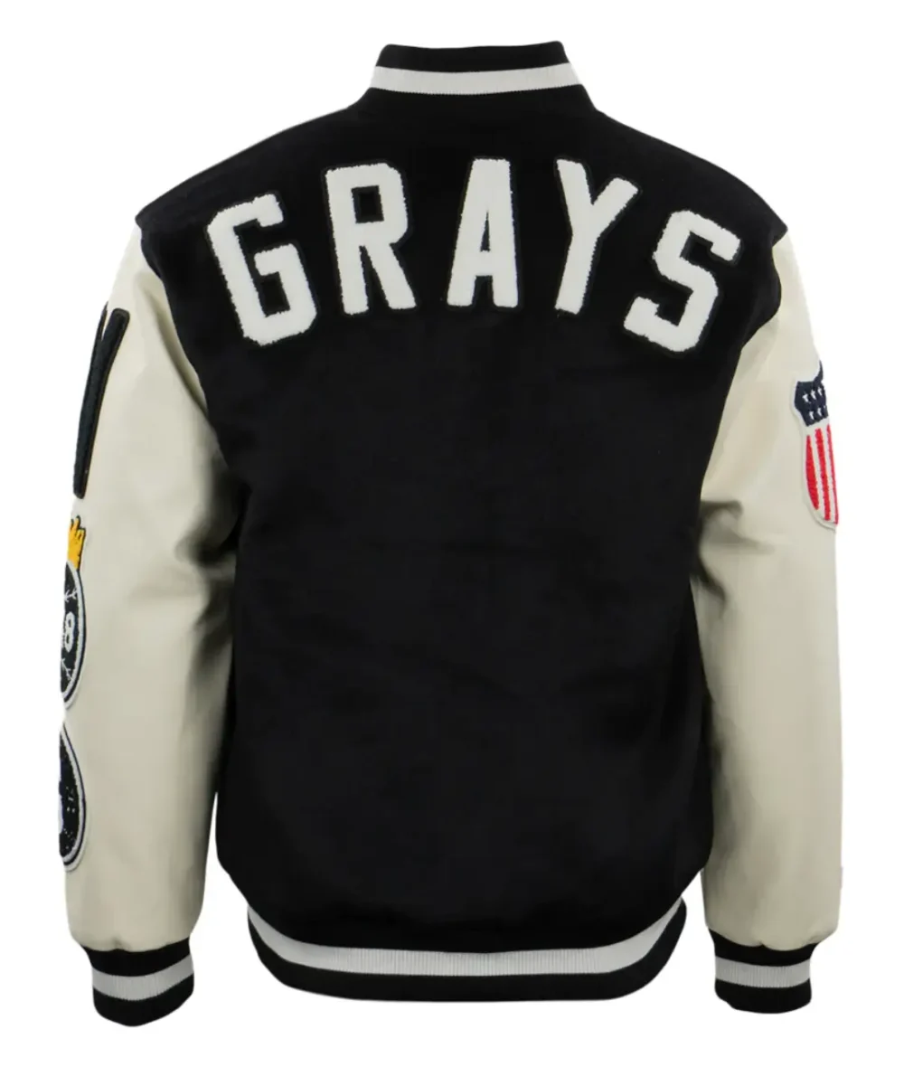 Homestead Grays Vintage Black/White Wool & Leather Varsity Jacket