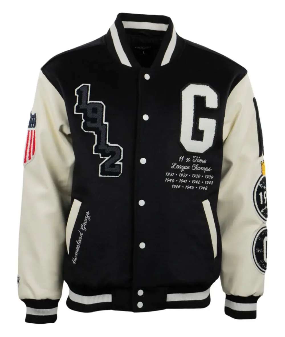 Homestead Grays Vintage Black/White Wool & Leather Varsity Jacket