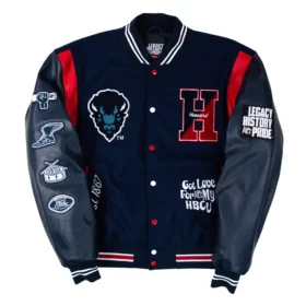 Howard University Motto 3.0 Navy/Black Wool & Leather Varsity Jacket