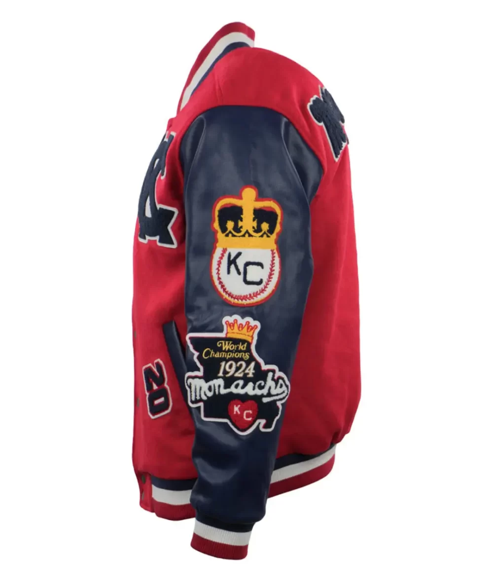 Kansas City Monarchs Vintage Red & Navy Wool & Leather Varsity Jacket