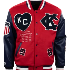 Kansas City Monarchs Vintage Red & Navy Wool & Leather Varsity Jacket