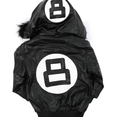 Kids 8 Ball Black Hooded Bomber Jacket