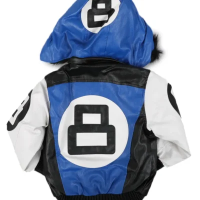 Kids 8 Ball Blue/White Hooded Bomber Jacket