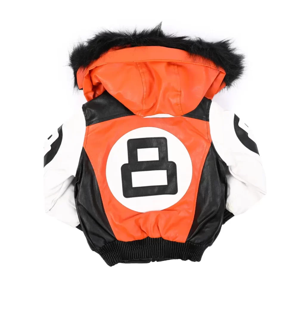 Kids 8 Ball Orange Hooded Bomber Jacket (2T – 14)