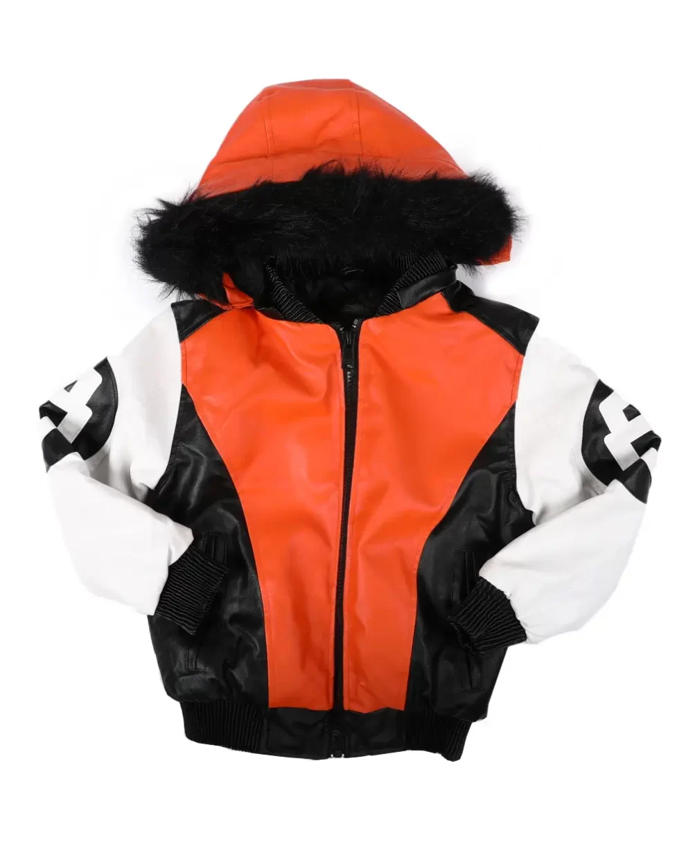 Kids 8 Ball Orange Hooded Bomber Jacket (2T – 14)