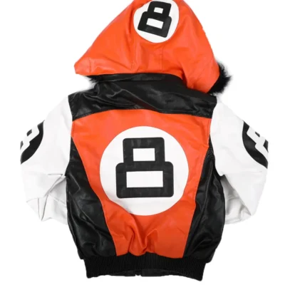 Kids 8 Ball Orange Hooded Bomber Jacket (2T – 14)