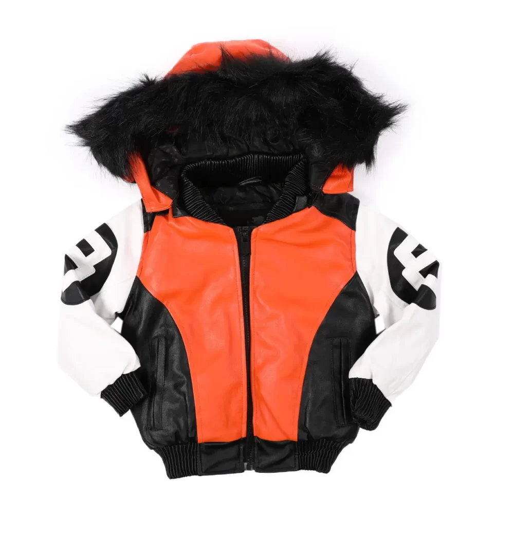 Kids 8 Ball Orange Hooded Bomber Jacket (2T – 14)