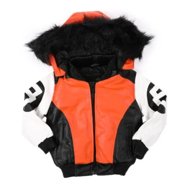 Kids 8 Ball Orange Hooded Bomber Jacket (2T – 14)