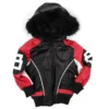 Kids 8 Ball Red Striped Hooded Bomber Jacket