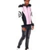 Mens 8 Ball Pink Hooded Leather Jacket