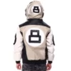 Mens 8 Ball Sand Bomber Leather Jacket – Faux Fur Hood