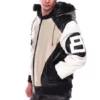 Mens 8 Ball Sand Bomber Leather Jacket – Faux Fur Hood