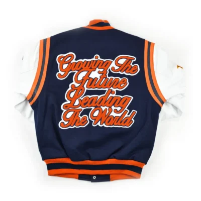 Morgan State University Motto 2.0 Navy & White Wool & Leather Varsity Jacket