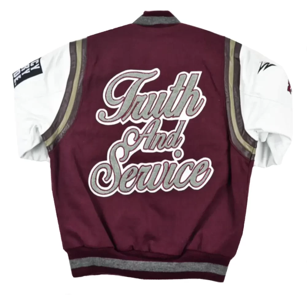 NCCU Motto 3.0 Maroon & White Wool & Leather Varsity Jacket