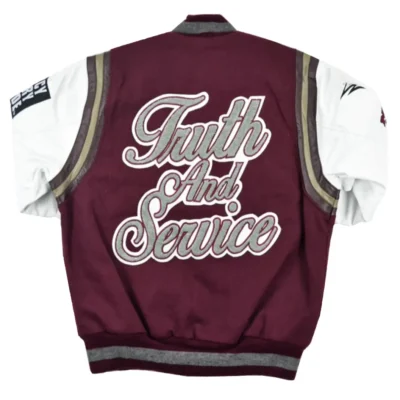 NCCU Motto 3.0 Maroon & White Wool & Leather Varsity Jacket