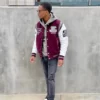 NCCU Motto 3.0 Maroon & White Wool & Leather Varsity Jacket