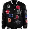 Negro League Baseball Allover Vintage Black Wool & Leather Varsity Jacket