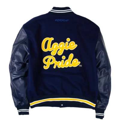 North Carolina A&T Motto 3.0 Navy & Black Wool & Leather Varsity Jacket