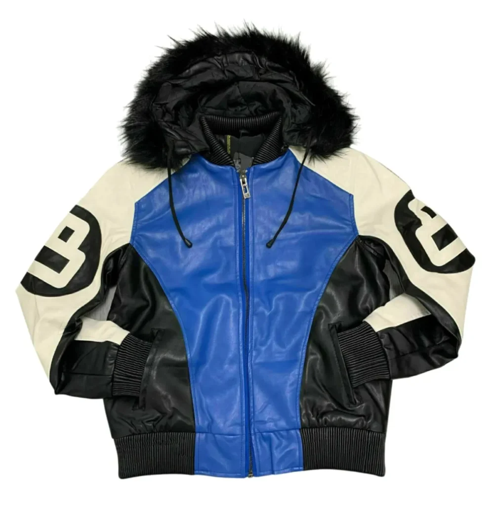 Robert Phillipe Blue 8 Ball Jacket with Fur Hood