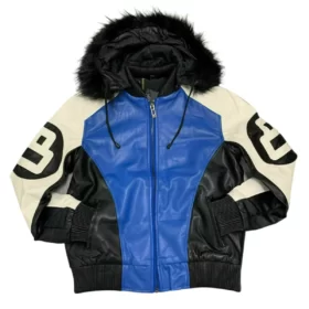 Robert Phillipe Blue 8 Ball Jacket with Fur Hood