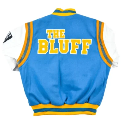 Southern University Motto 2.0 Sky Blue & White Wool & Leather Varsity Jacket