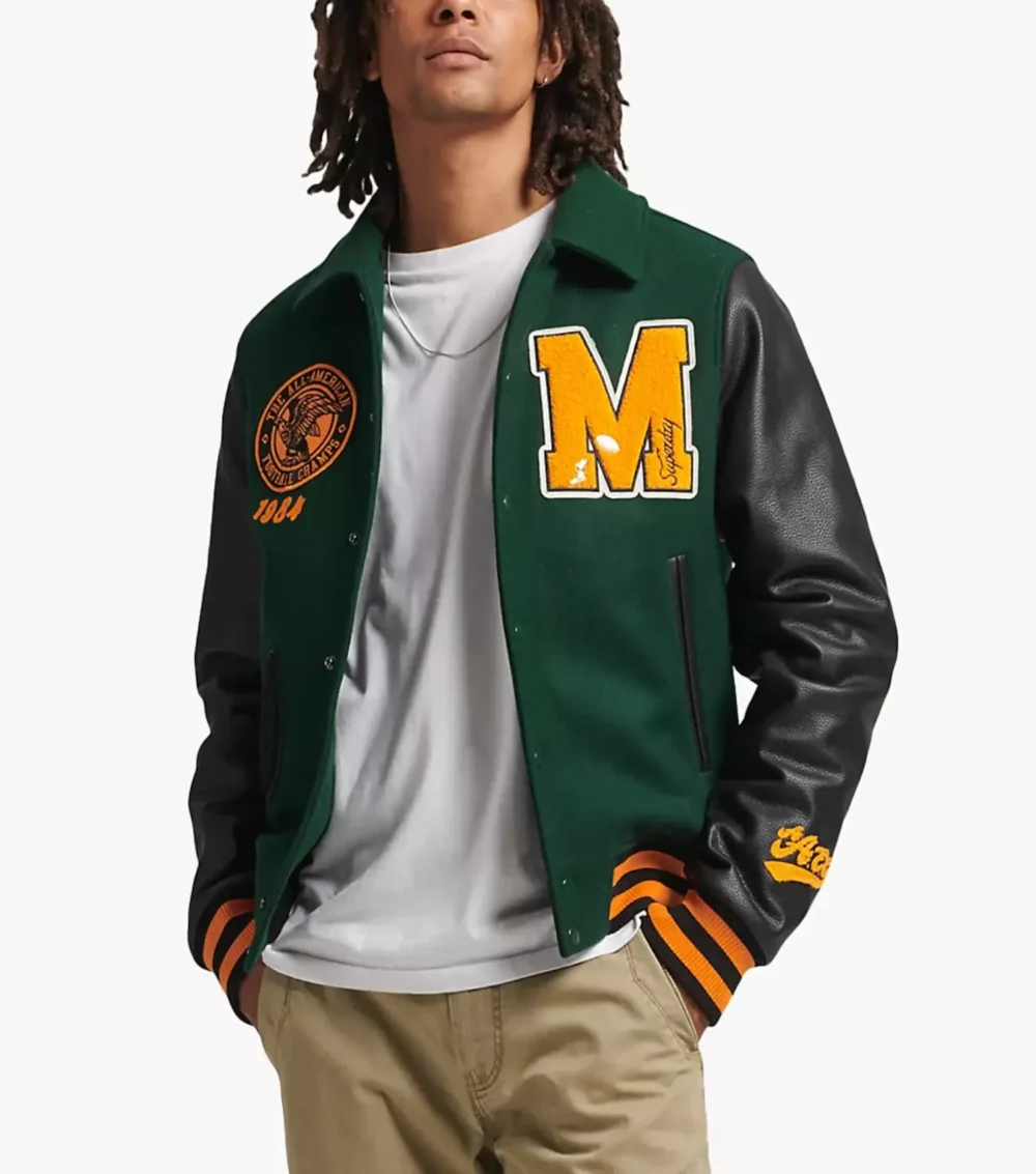 The National 1984 Champions of America Green & Black Wool & Leather Varsity Jacket