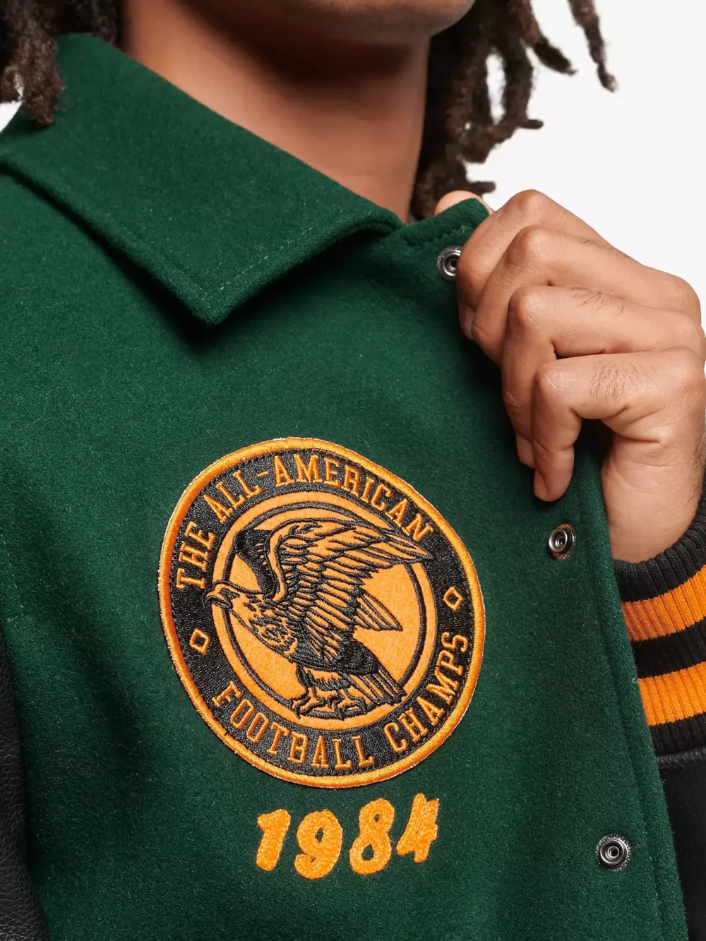 The National 1984 Champions of America Green & Black Wool & Leather Varsity Jacket