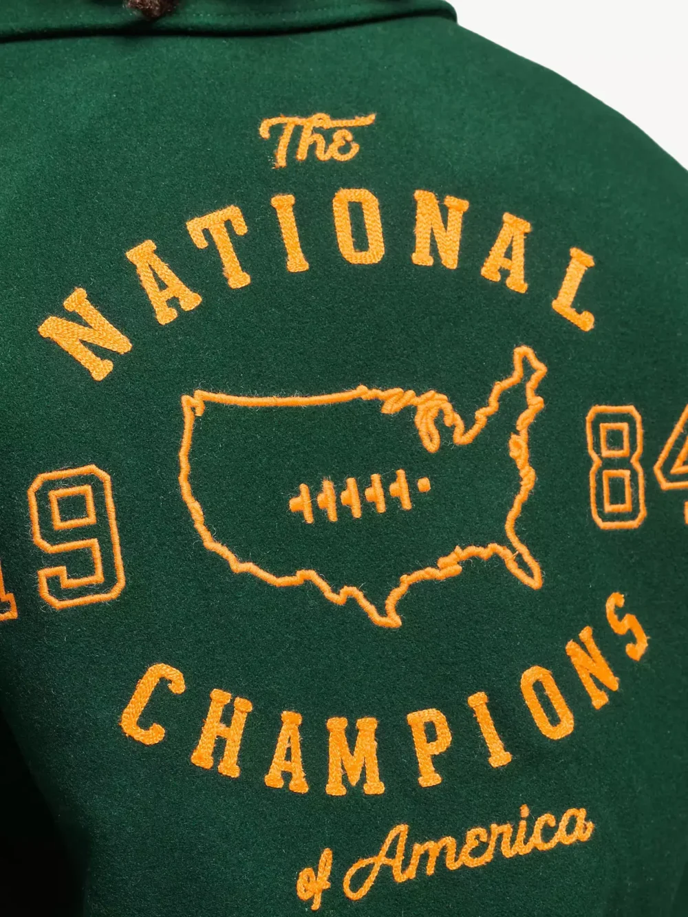 The National 1984 Champions of America Green & Black Wool & Leather Varsity Jacket