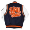 Virginia State Motto 2.0 Navy & White Wool & Leather Varsity Jacket