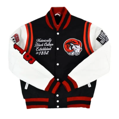 Winston-Salem State Motto 2.0 Black & White Wool & Leather Varsity Jacket