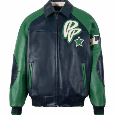 Pelle Pelle Classic Soda Club Plush Green & Navy Leather Jacket