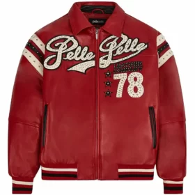 Pelle Pelle Encrusted Red Varsity Jacket