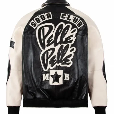 Pelle Pelle Classic Soda Club Plush Black & Cream Leather Jacket