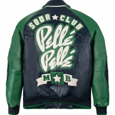 Pelle Pelle Classic Soda Club Plush Green & Navy Leather Jacket