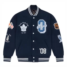 Toronto Maple Leafs OVO x NHL Blue Full-Snap Varsity Jacket