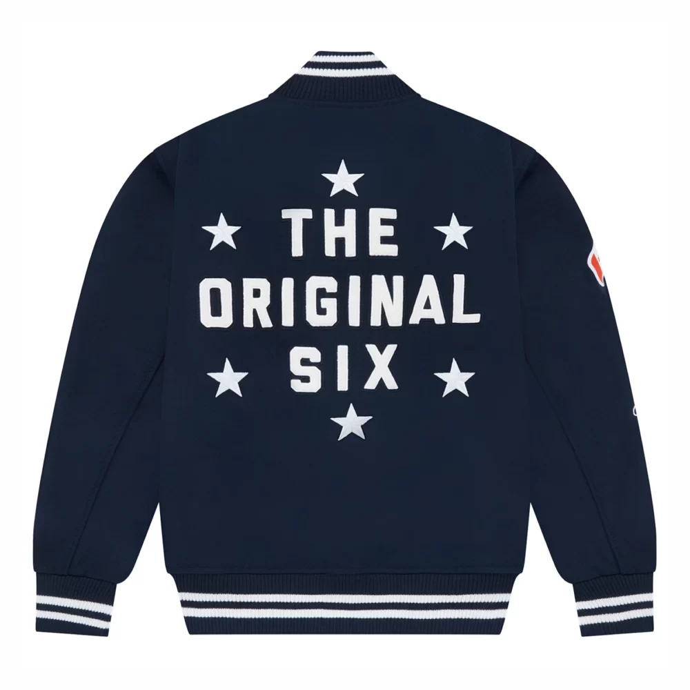 oronto Maple Leafs OVO x NHL Blue Full-Snap Varsity Jacket