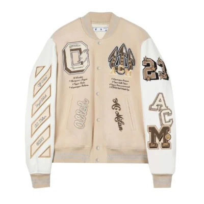 AC Milan Off White Varsity Jacket