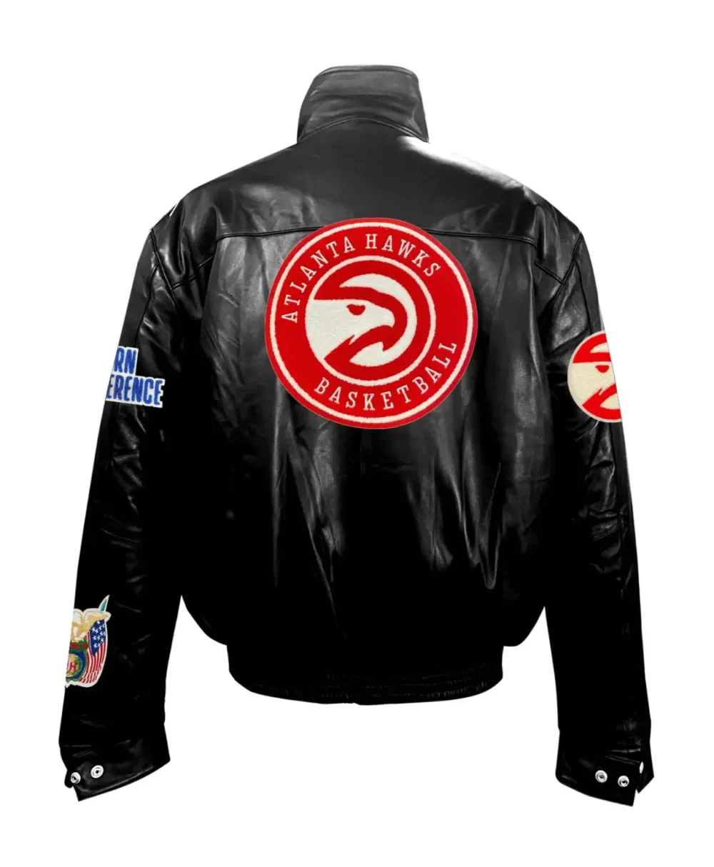 Atlanta Hawks Jeff Hamilton Full Black Leather Puffer Jacket